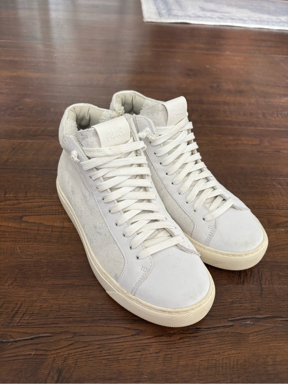 P448 White High-Top Leather Sneakers